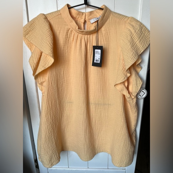 NWT Joe's Jeans Apricot Sherbert Flutter Sleeve Gauze Blouse - Picture 6 of 10